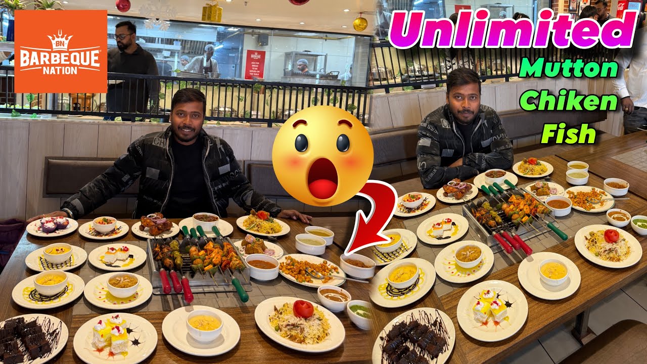 Barbeque Nation 75+ Foods 🔥🤤 || Barbeque Nation Dhanbad || UNLIMITED FOODS 🥵‼️ Mutton, Chiken & Fish