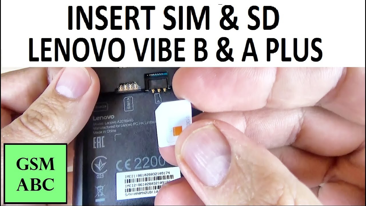 Lenovo Vibe B, Vibe A Plus - How to INSERT/ REMOVE SIM Card and Memory SD Card / Tutorial