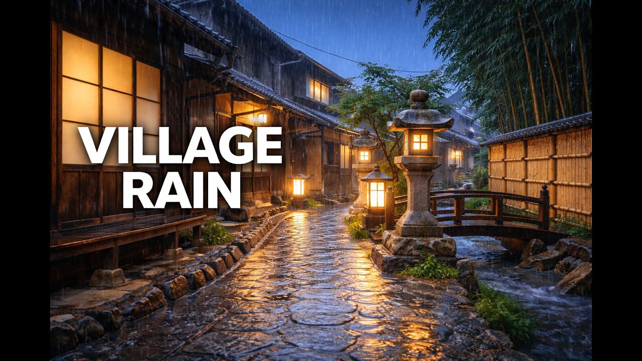 Rainy Night in a Quiet Japanese Village 🌧️ 8 Hours Sleep Ambience