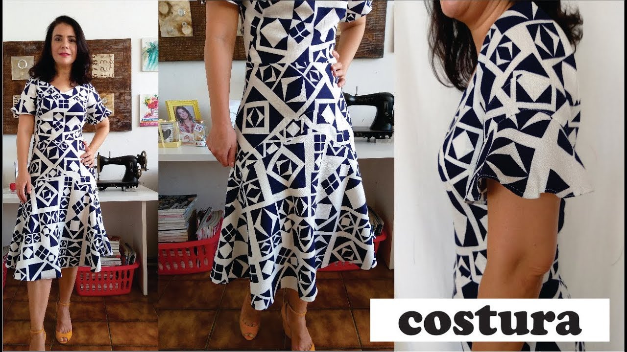 COMO COSTURAR VESTIDO COM DECOTE V E BABADO GODE - CÉLIA ÁVILA