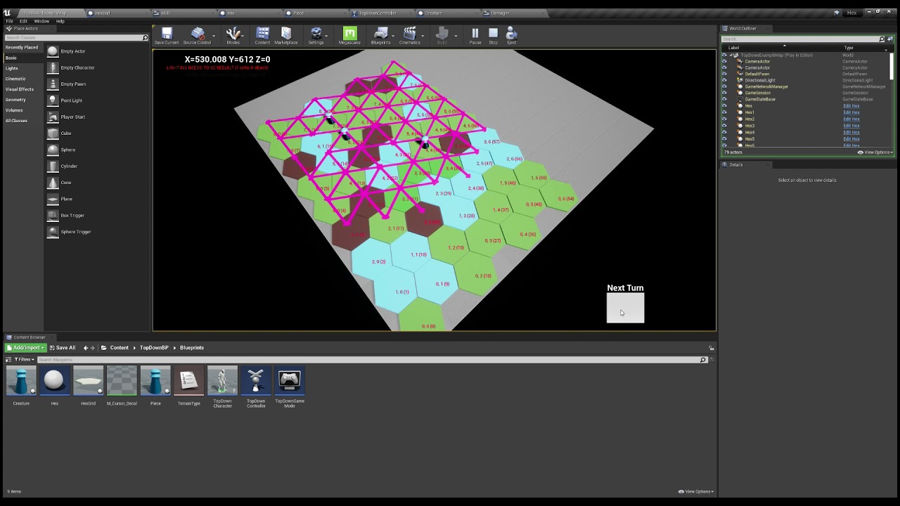 Piece movement on hex board in UE4