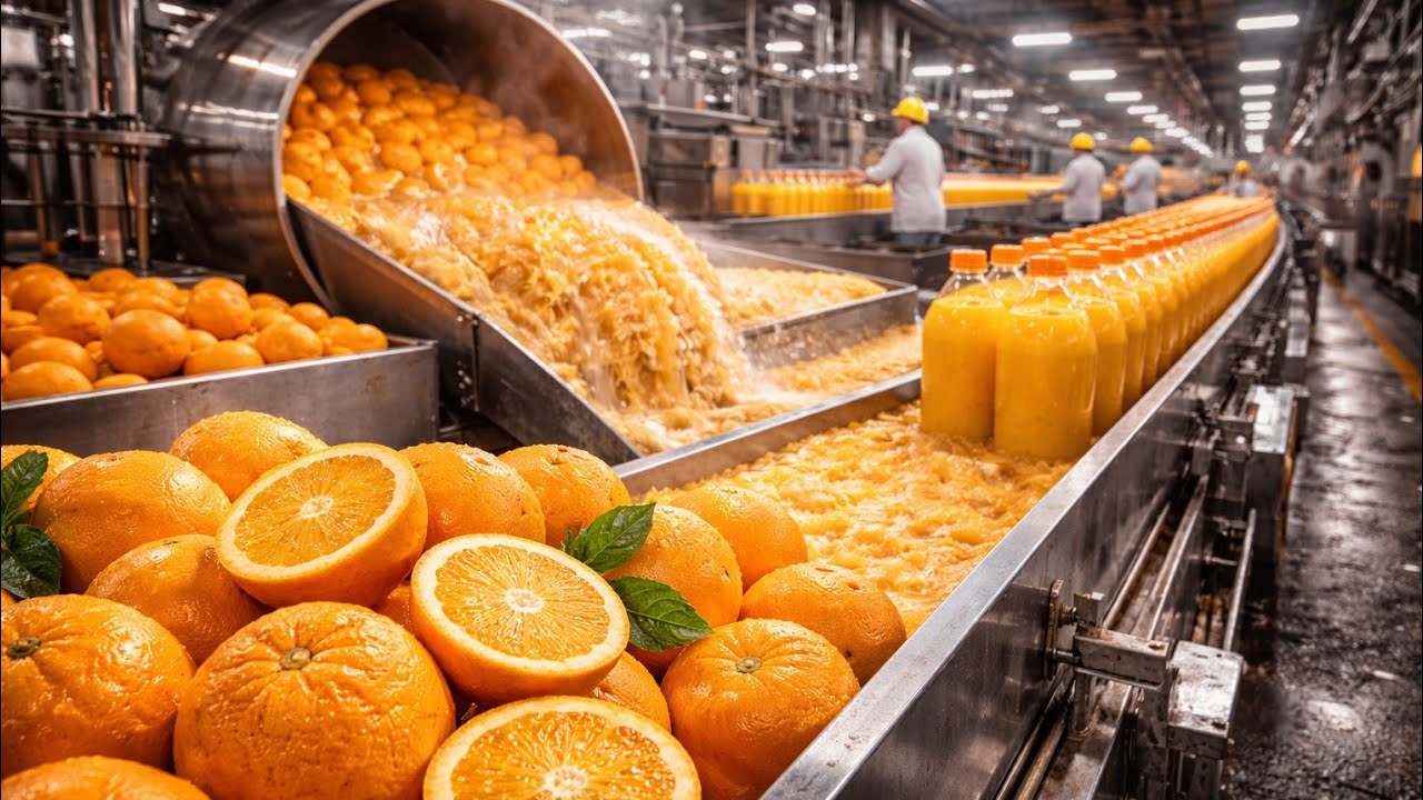 How Orange Juice Is Made in Factory 