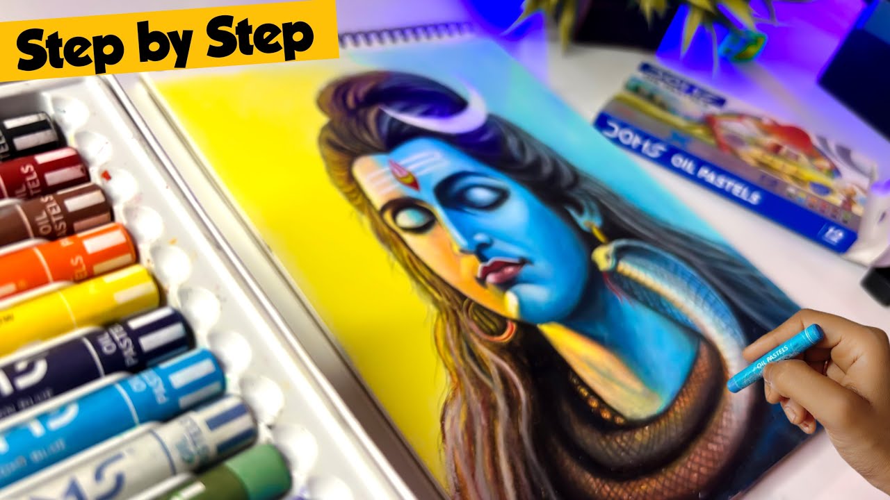 Lord Shiva Drawing | Oil Pastel Drawing