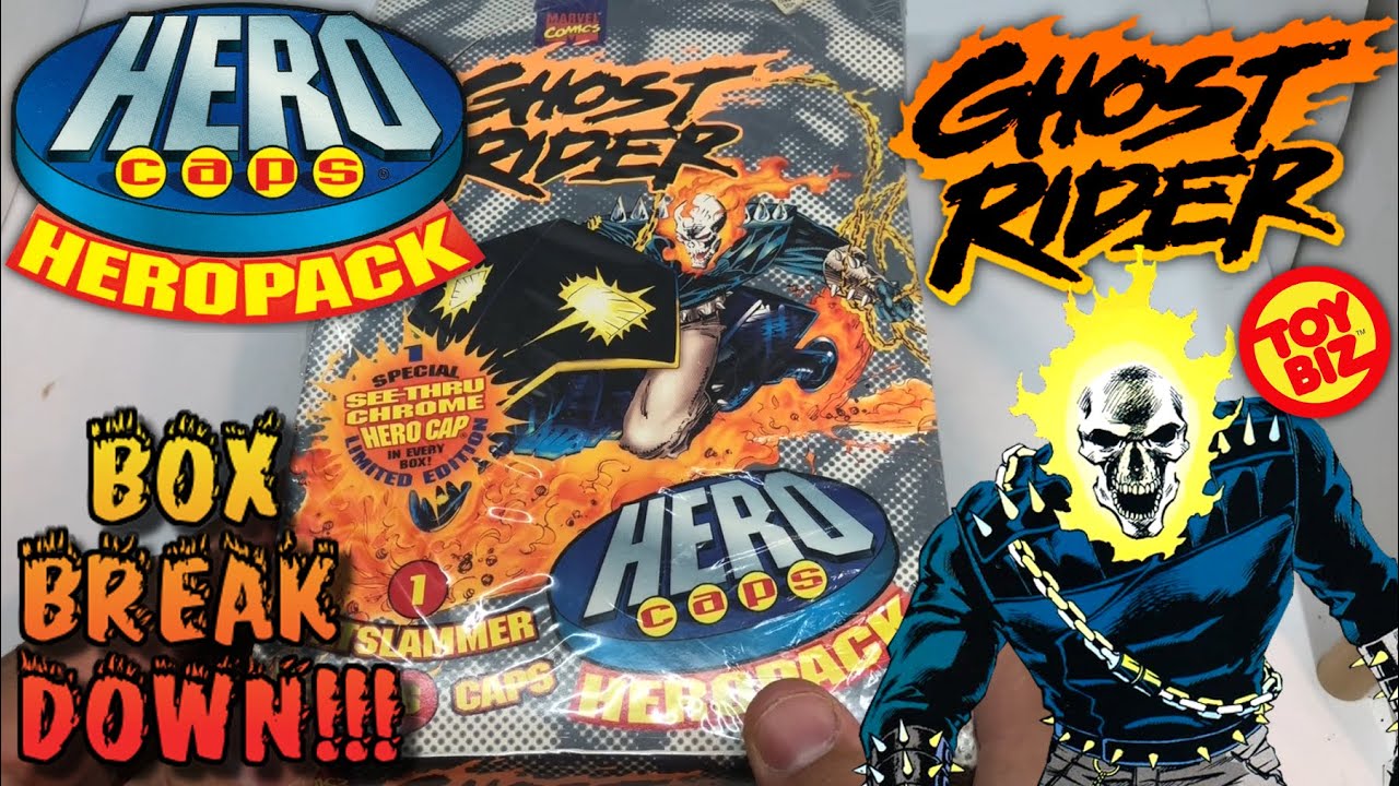 Ghost Rider Toybiz Hero Caps Pogs Box Breakdown Opening 1995
