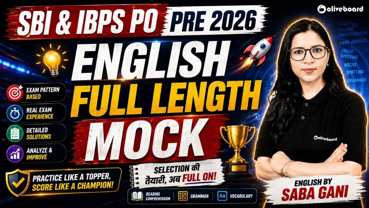 SBI PO & IBPS PO 2026 English Full Length Mock | Prelims Practice | Saba Gani | Oliveboard
