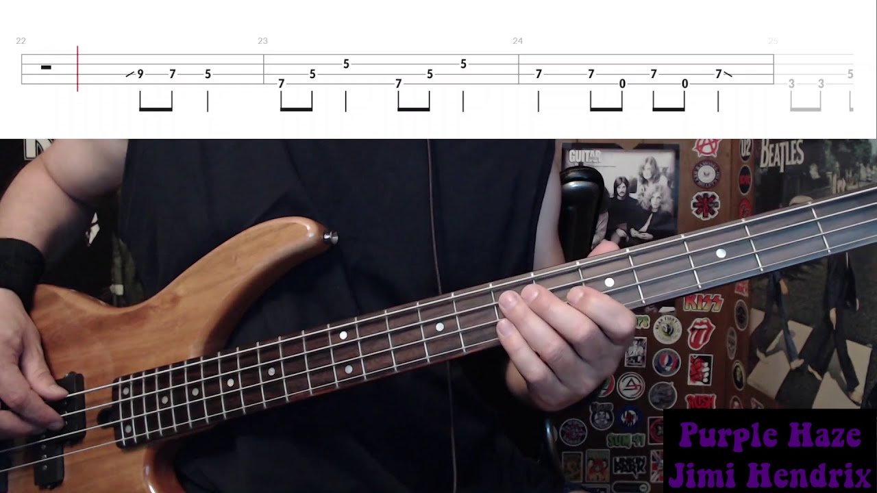 Purple Haze by Jimi Hendrix - Bass Cover with Tabs Play-Along