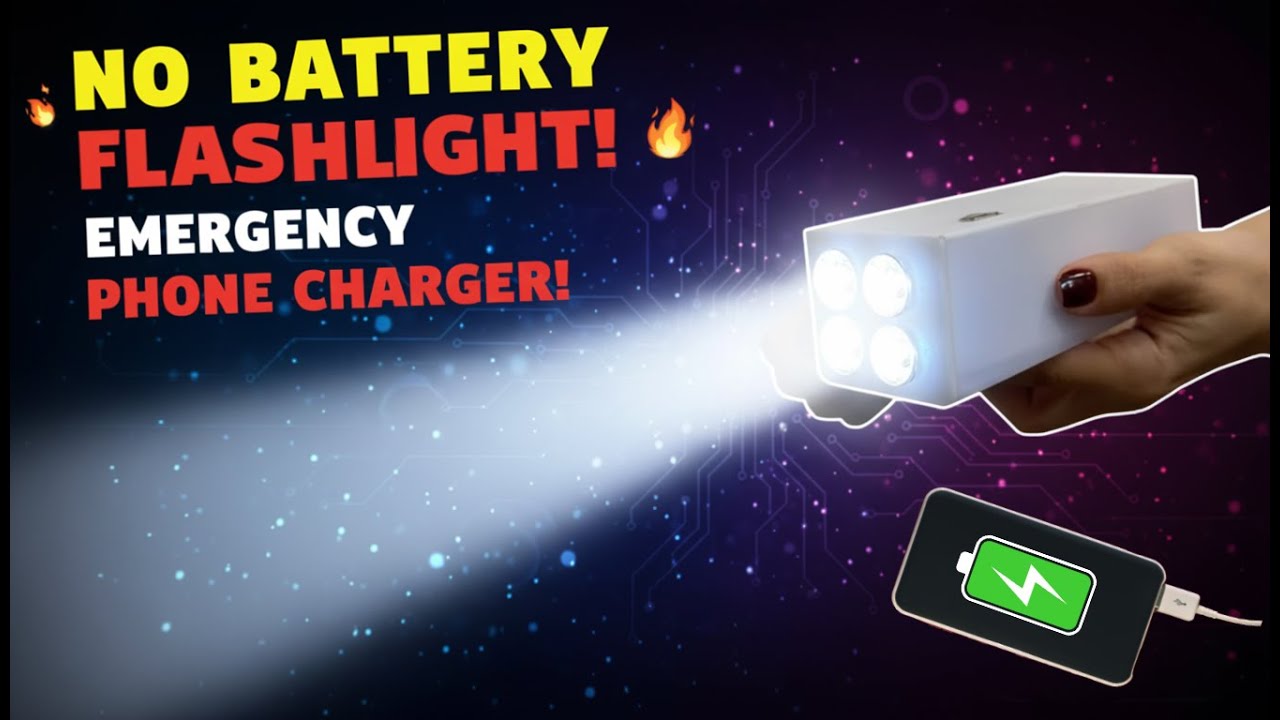 I Built a NO BATTERY Flashlight! (Hand Crank Powers Light & Charges Phone!)
