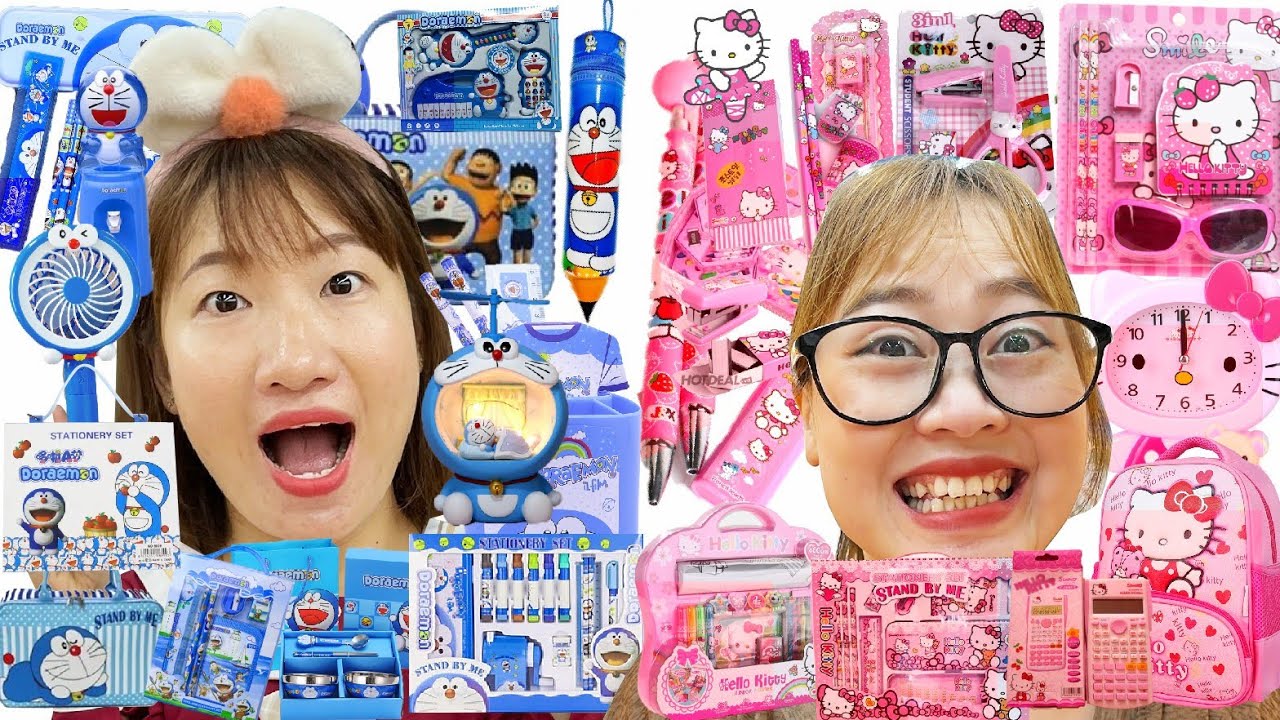Thử Thách Mua Tất Cả Đồ Doraemon và Hello Kitty Tại Nhà Sách - Ai Mua Được Nhiều Đồ Đẹp Nhất
