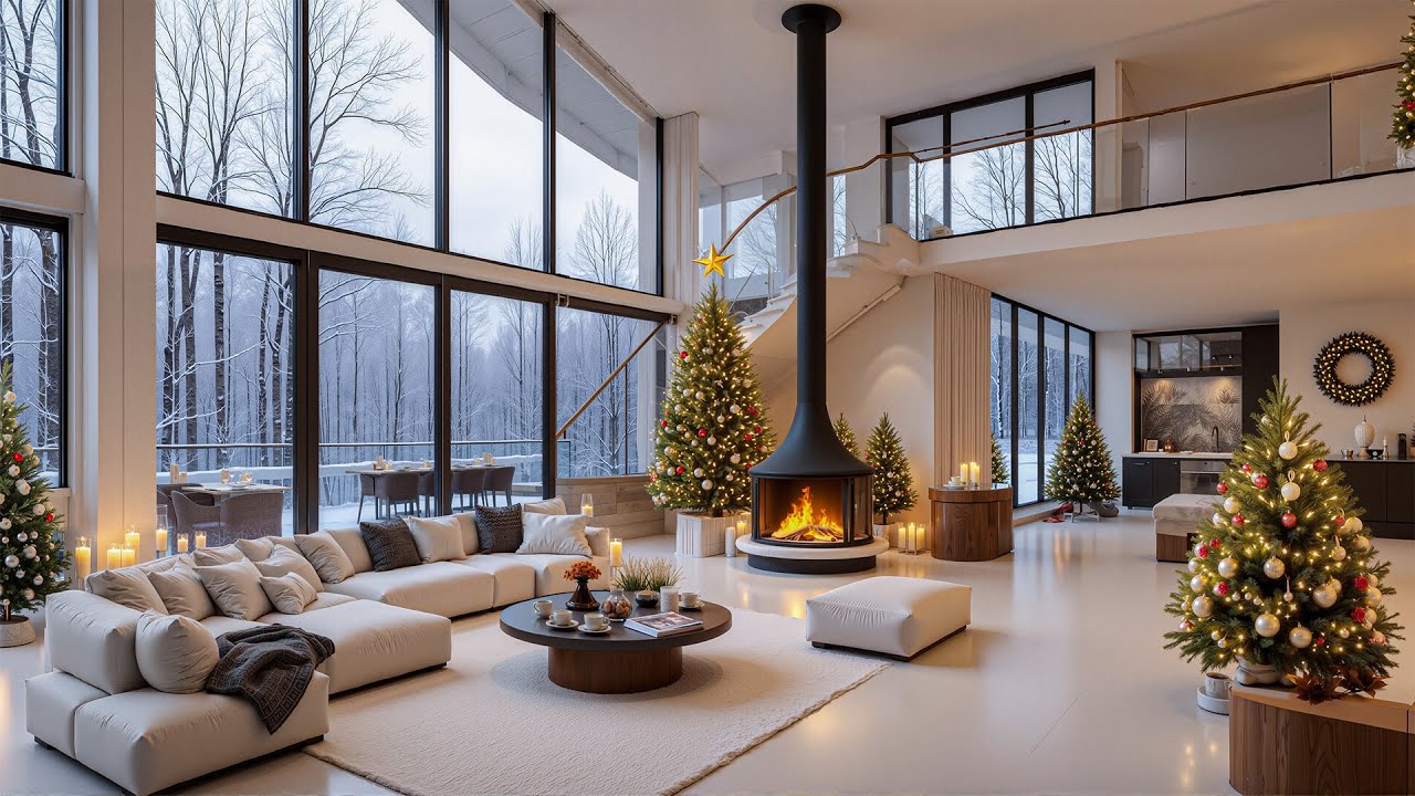 Relaxing Jazz & Cozy Apartment Fireplace To Improve Sleep - Sweet Jazz With Christmas Atmosphere