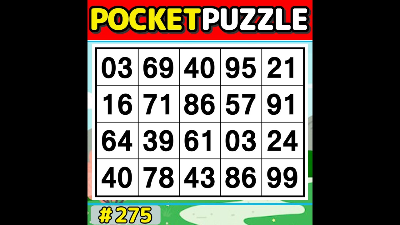 【Pocket Puzzle】 Improve memory & focus with number search 《Number Search|Brain training》 #275
