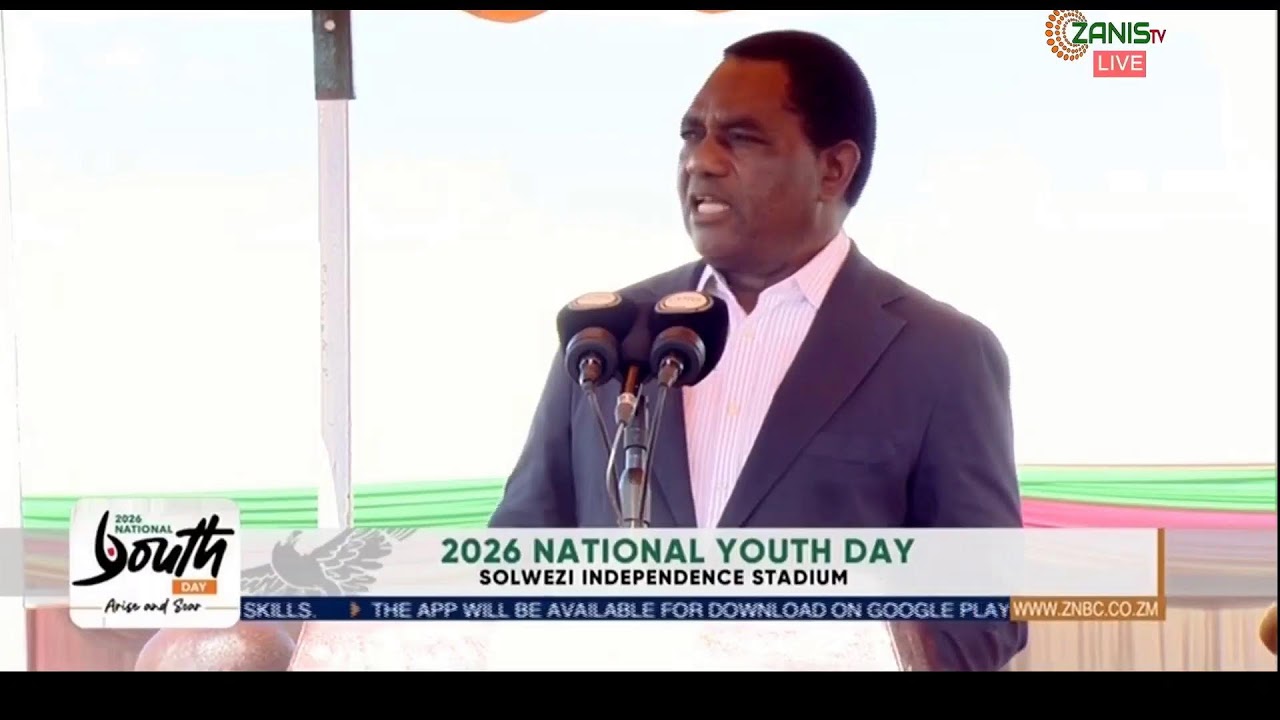 HAKAINDE HICHILEMA OFFICIATING YOUTH DAY CELEBRATION IN SOLWEZI- NORTH-WESTERN PROVINCE 12 MARCH