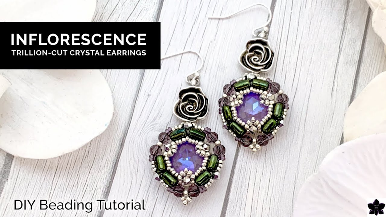 Inflorescence Trillion-cut Crystal Beaded Earrings Tutorial