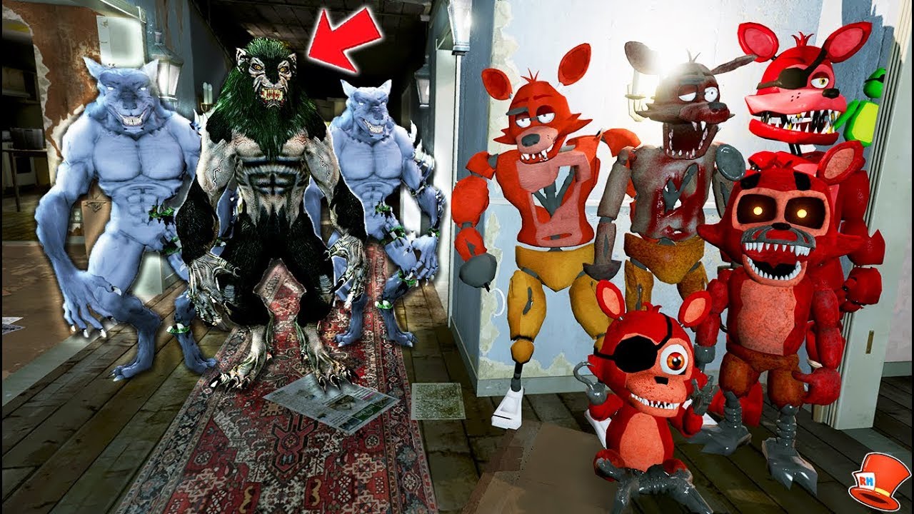 Foxy Animatronics tries to Hide from the Evil Werewolfs! (GTA 5 Mods FNAF RedHatter)