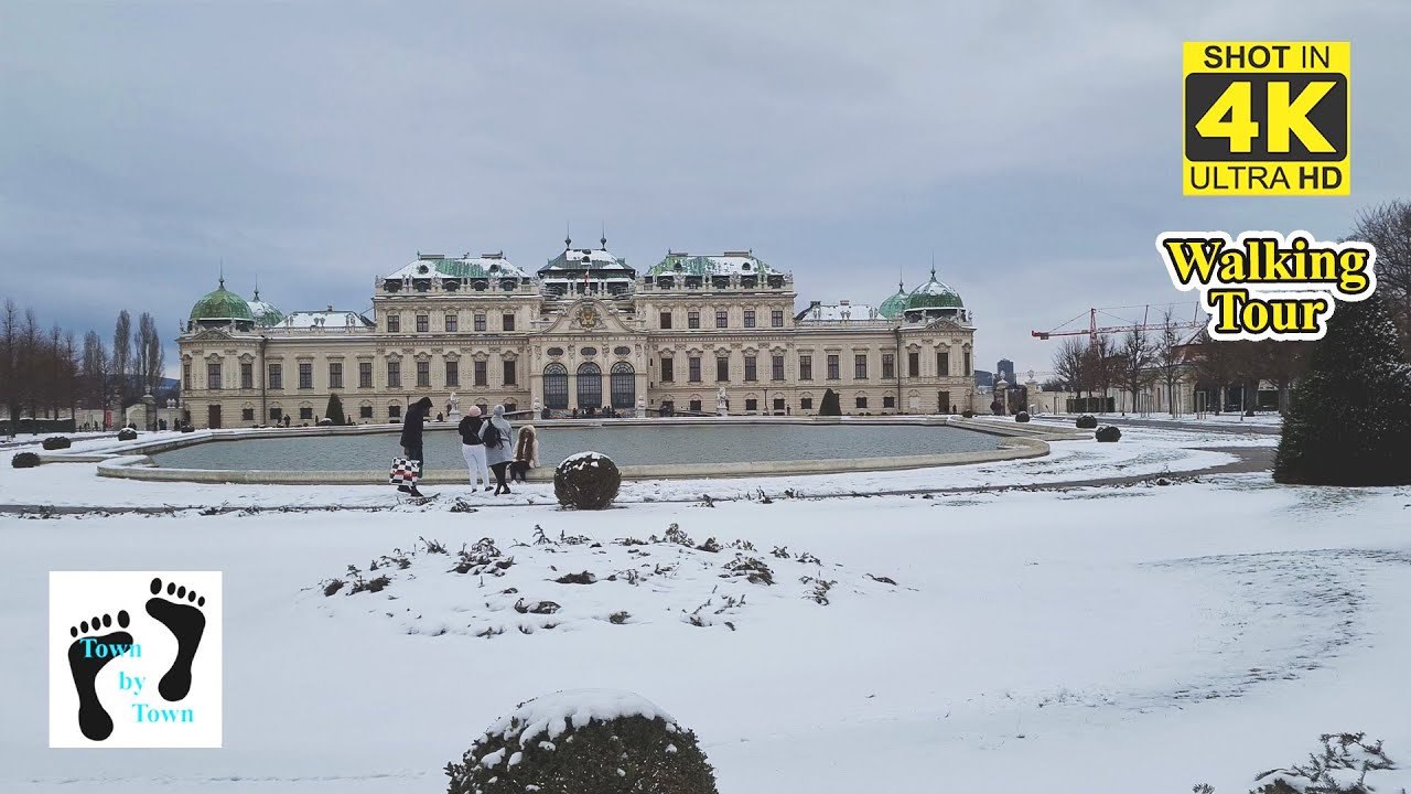 💥 Wien, Vienna City Walking, Schwarzenbergplatz, Schloss Belvedere, Winter in Wien,4k, 60fps