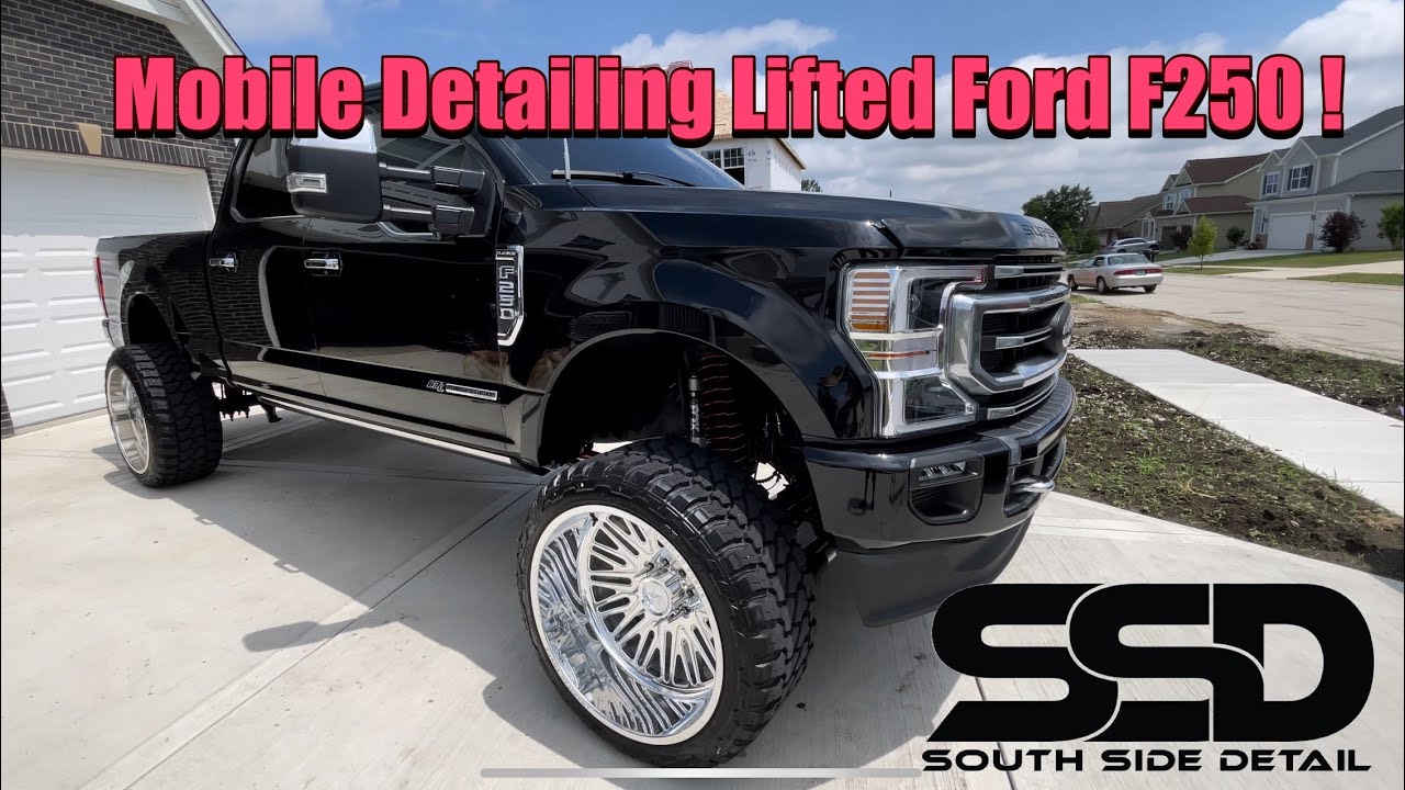 Выездная мойка и химчистка автомобилей Ford F250 с лифтом подвески, Шоууд, Иллинойс #plainfield #...