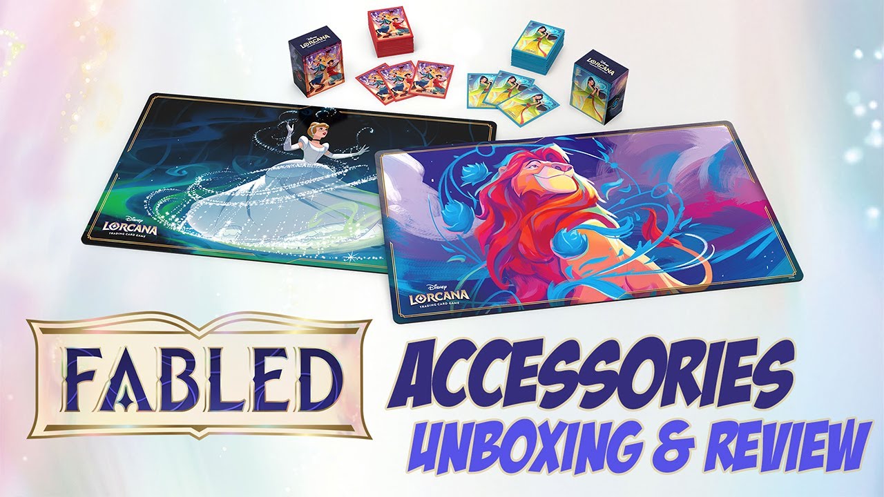 Opening the Disney Lorcana FABLED Accessories! Deck Box, Sleeves, and Playmats!