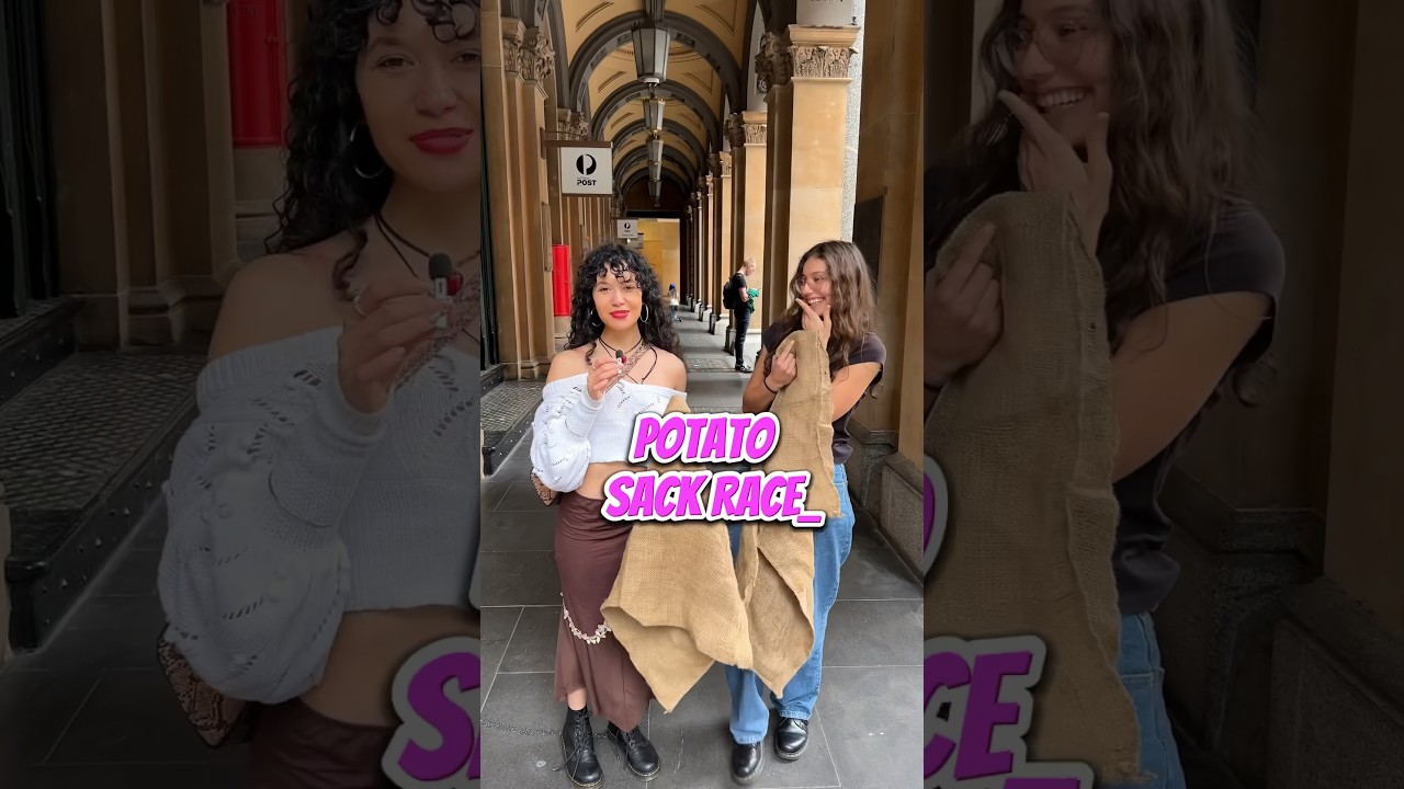 POTATO SACK RACES W STRANGERS ✨💫🤩 #shortvideos