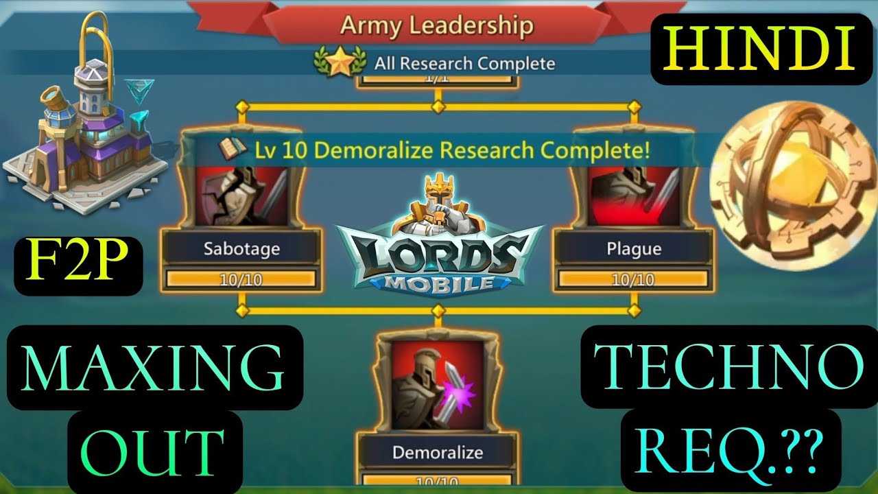 MAXING OUT ARMY LEADERSHIP TREE IN LORDS MOBILE | LORDS MOBILE RESEARCH | LORDS MOBILE