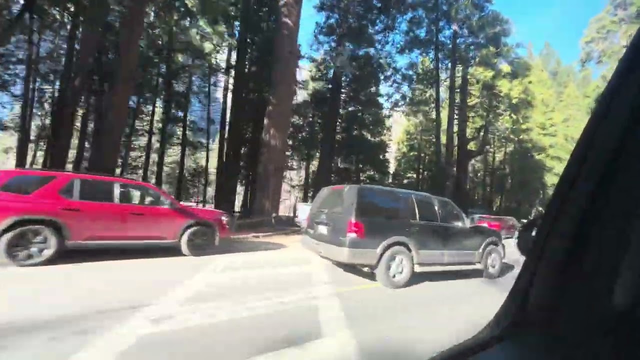 Driving through Yosemite National Park Falls