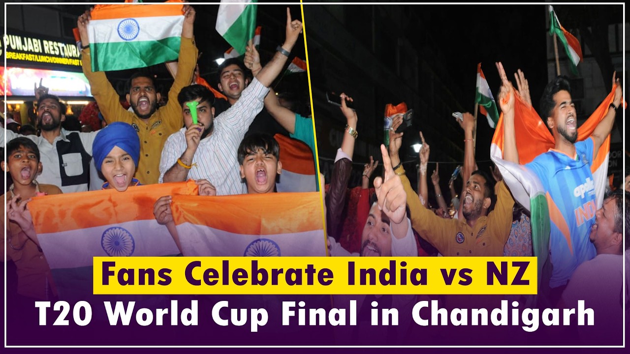 Chandigarh cricket fans cheer India vs New Zealand in ICC T20 World Cup final at Sector 22