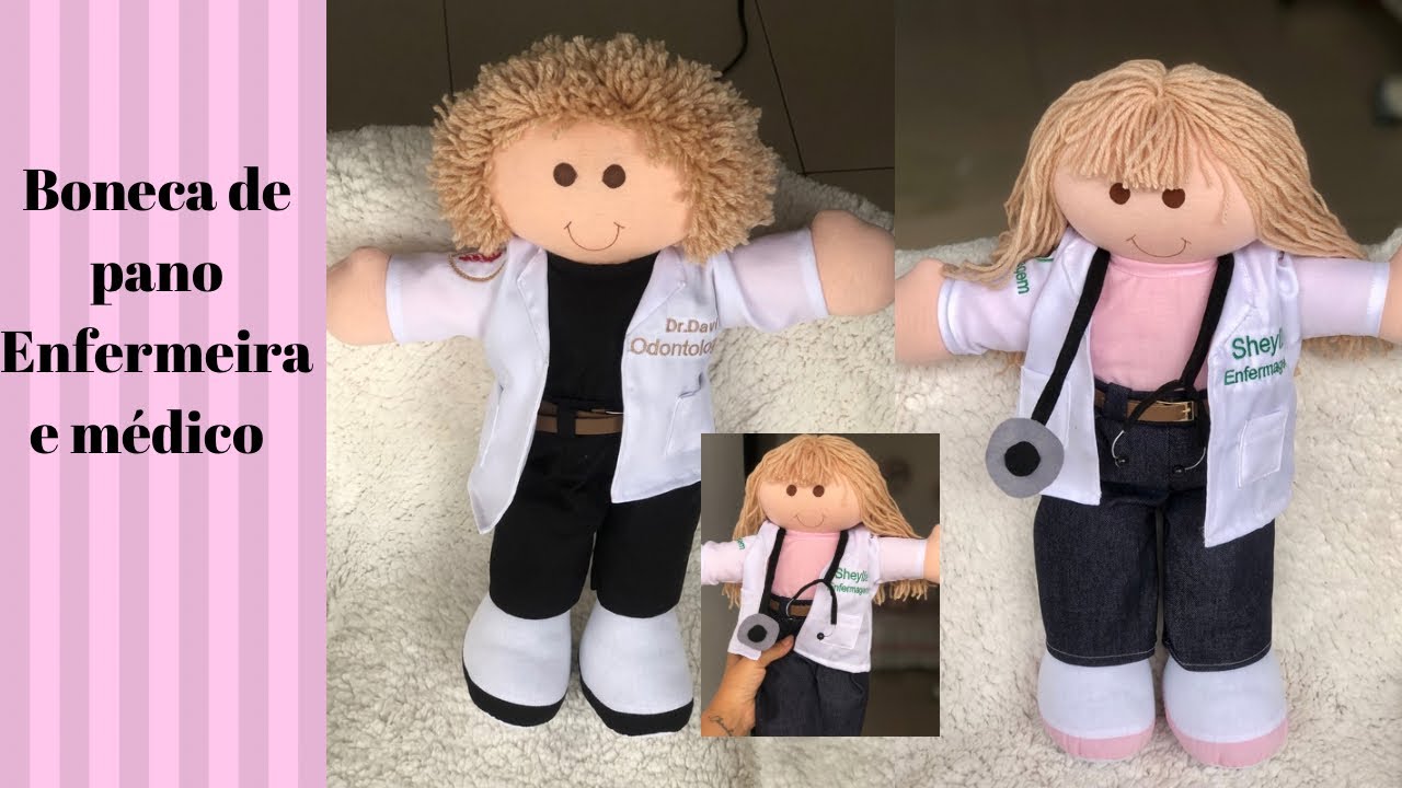 Como fazer boneca e boneco de pano profissionais da saúde