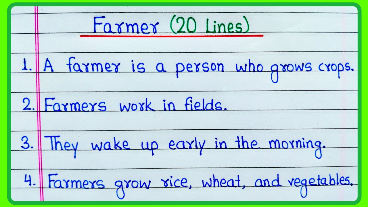 20 lines on farmer essay in English | Essay on Farmer | Paragraph on Farmer | Farmer essay
