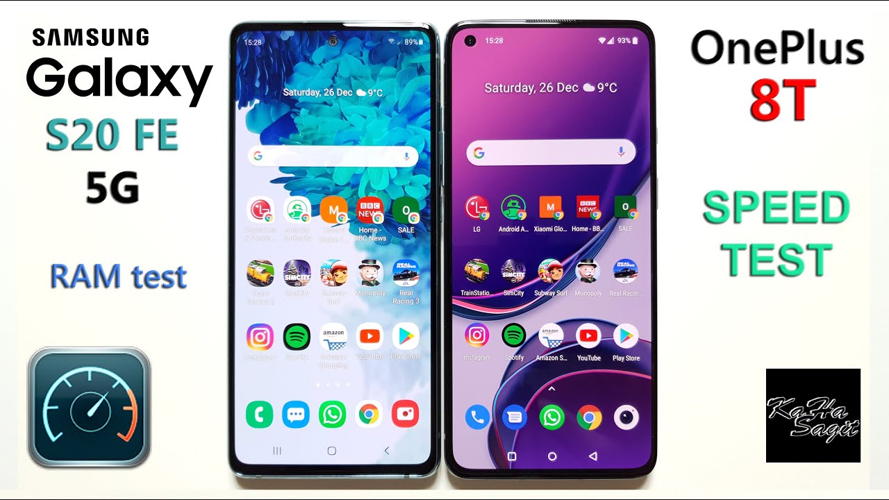 Samsung S20 FE 5G vs OnePlus 8T - Speed Test + RAM management