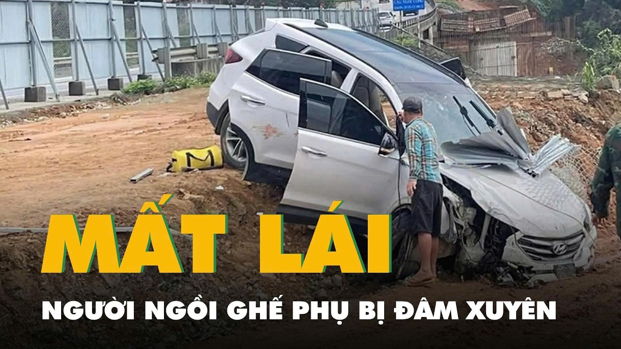 Ô tô lao vào rào chắn thi công trên cao tốc, người ngồi ghế phụ bị thanh sắt đâm xuyên người