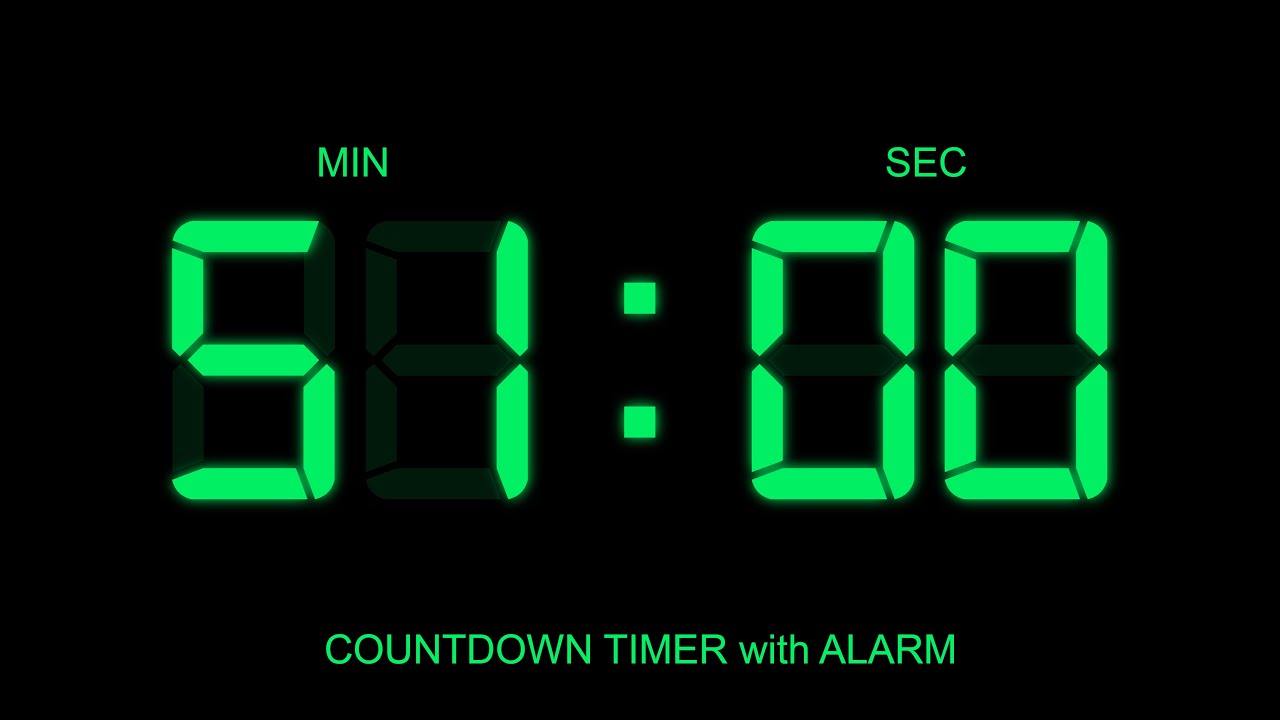 51 Minute Countdown Timer with Alarm on Start and Finish time , glowing Digital Clock Timer Free!