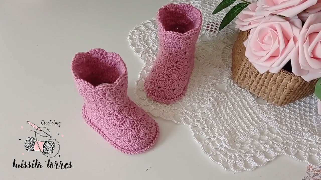 Teje Botitas De Motivos a crochet para Bebé paso a paso Fácil y Rápido de Hacer! Patrón de Ganchillo