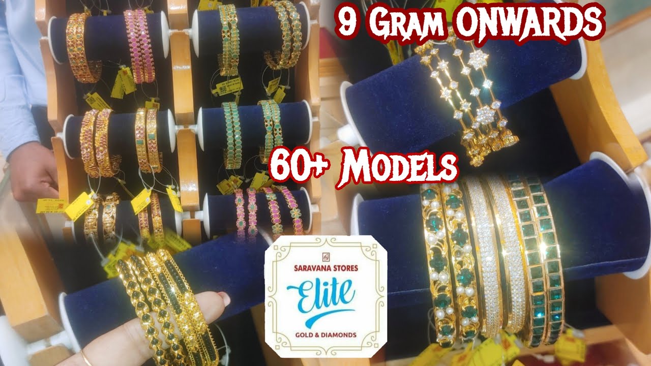 SARAVANA ELITE 60+ Models Dailywear STONE BANGLES 9 gm ONWARDS TRADITIONAL KAL VALAYAL Angadi theru