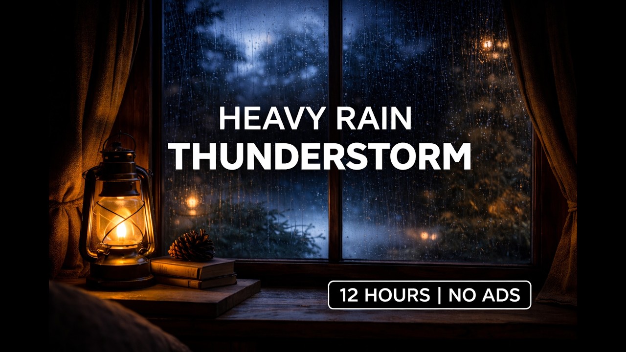 Rain & Thunderstorm 12 Hours | Black Screen | No Ads