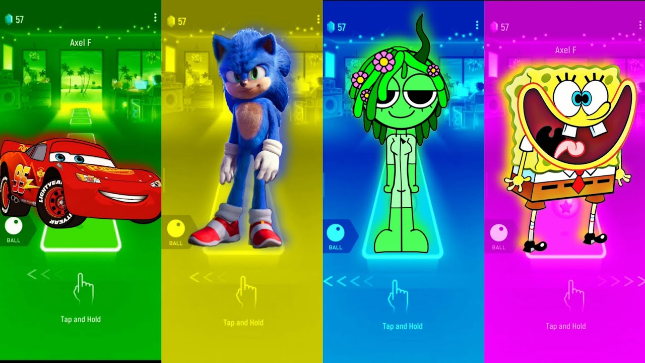 McQueen 🆚 Sonic 🆚 Sprunki 🆚 SpongeBob 🪩 Tiles Hop