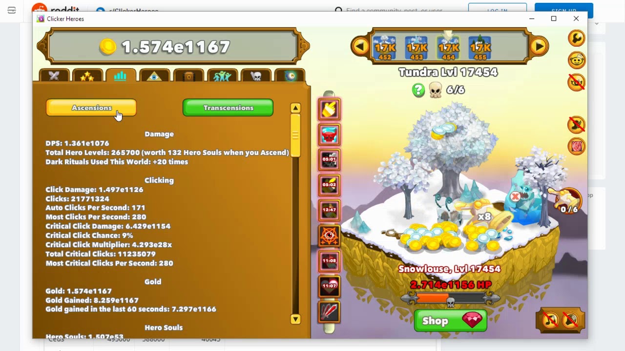 Unlocking Skogur and preparation for Moeru in Clicker Heroes 1.0e11