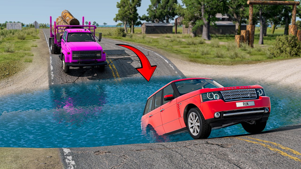 Cars vs Deep Water  Drive Challenge Ends in Total Destruction!
