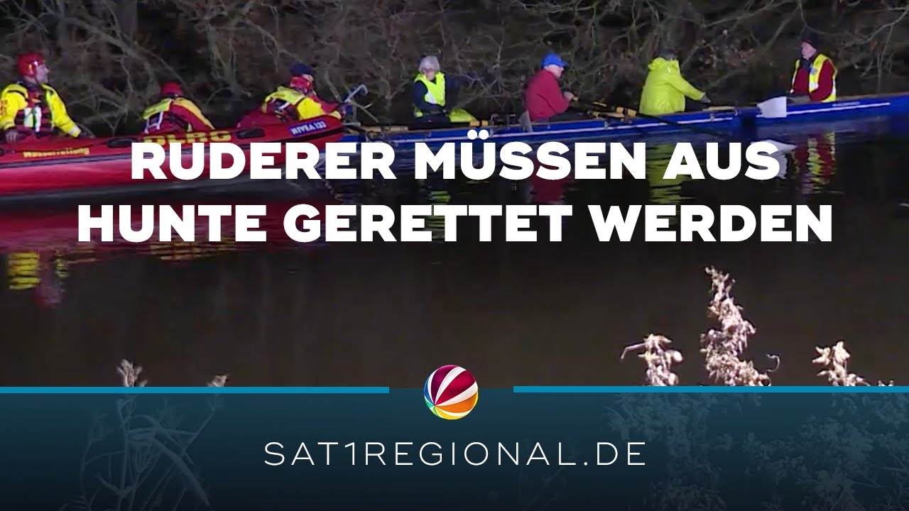 Rettungsaktion bei Minusgraden: Ruderer verheddern sich mit Hunte im Geäst