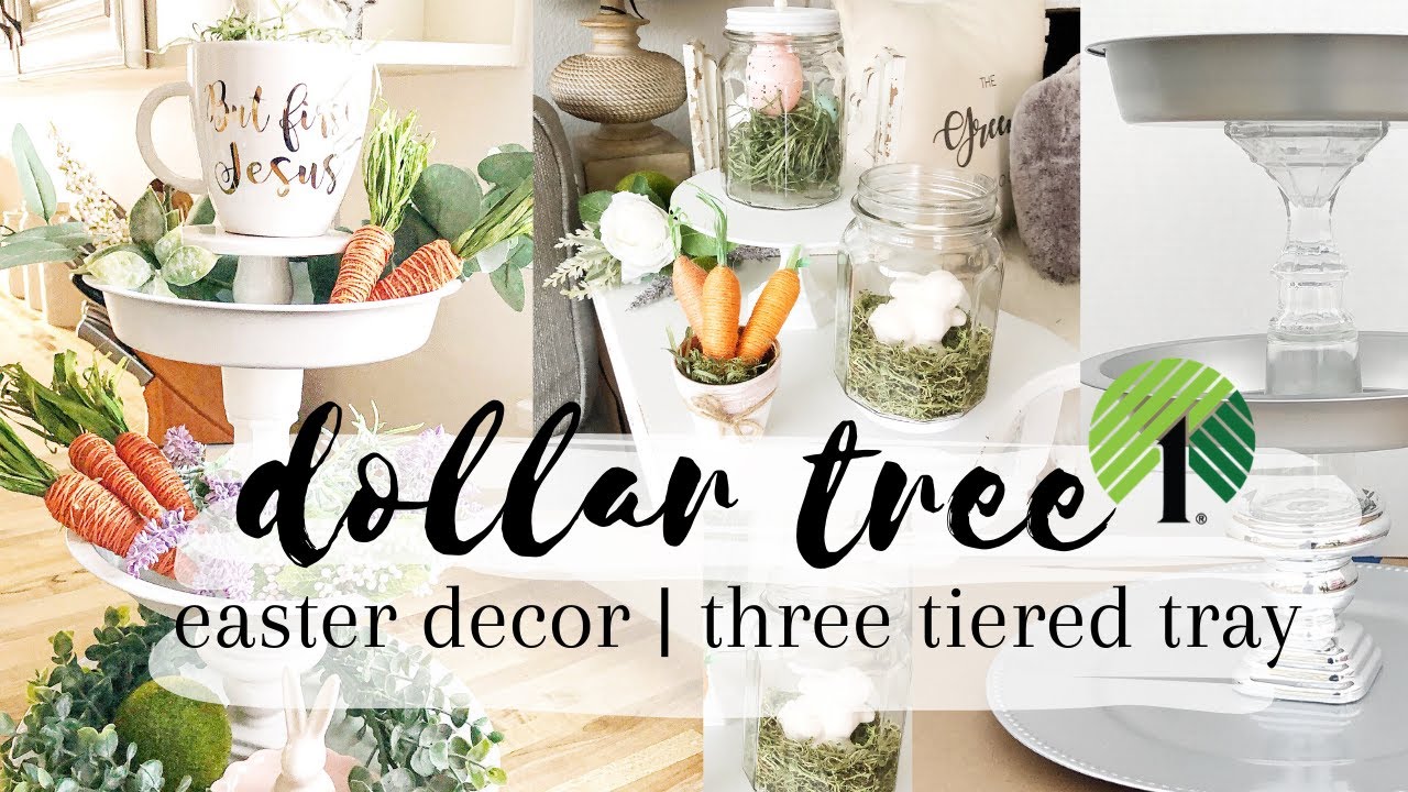 DOLLAR STORE DIY Three Tiered Tray | EASTER DIY Decor | Dollar Tree | 99 cent store