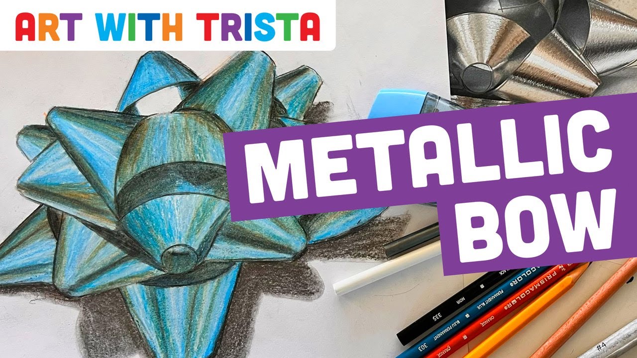 How to Draw a Metallic Bow Layering Prismacolor Colored Pencil Art Lesson & Tutorial - With Trista