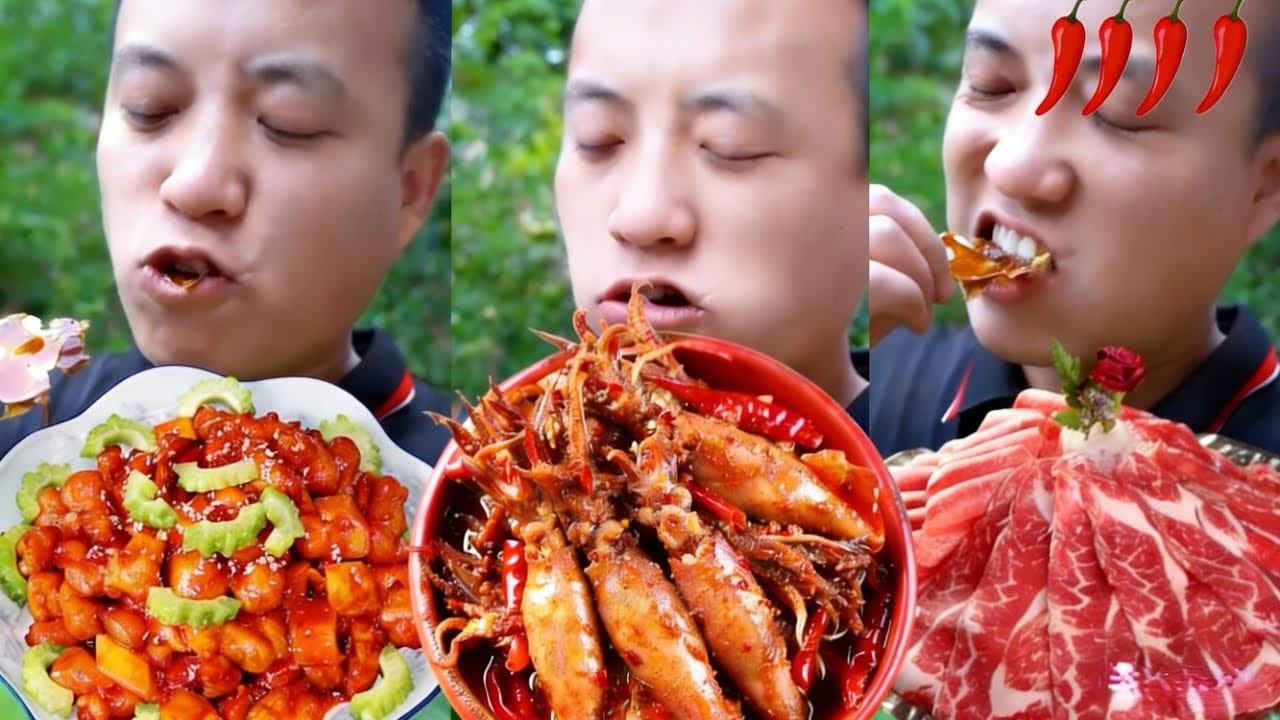 Забавный деревенский мукбанг | Приготовление еды на камне на открытом воздухе | Коллекция особых ...