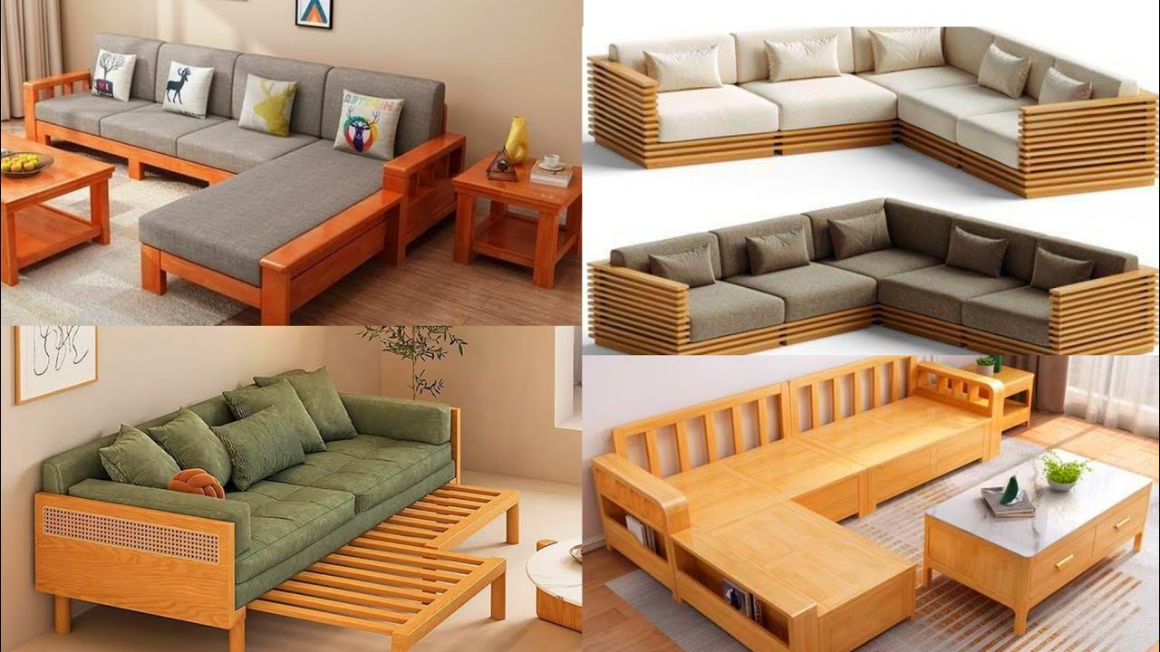 Wooden Sofa Set Design | Teakwood Sofa Cum Bed Corner Sofa | L shape Foldable Sofa Teak Furniture