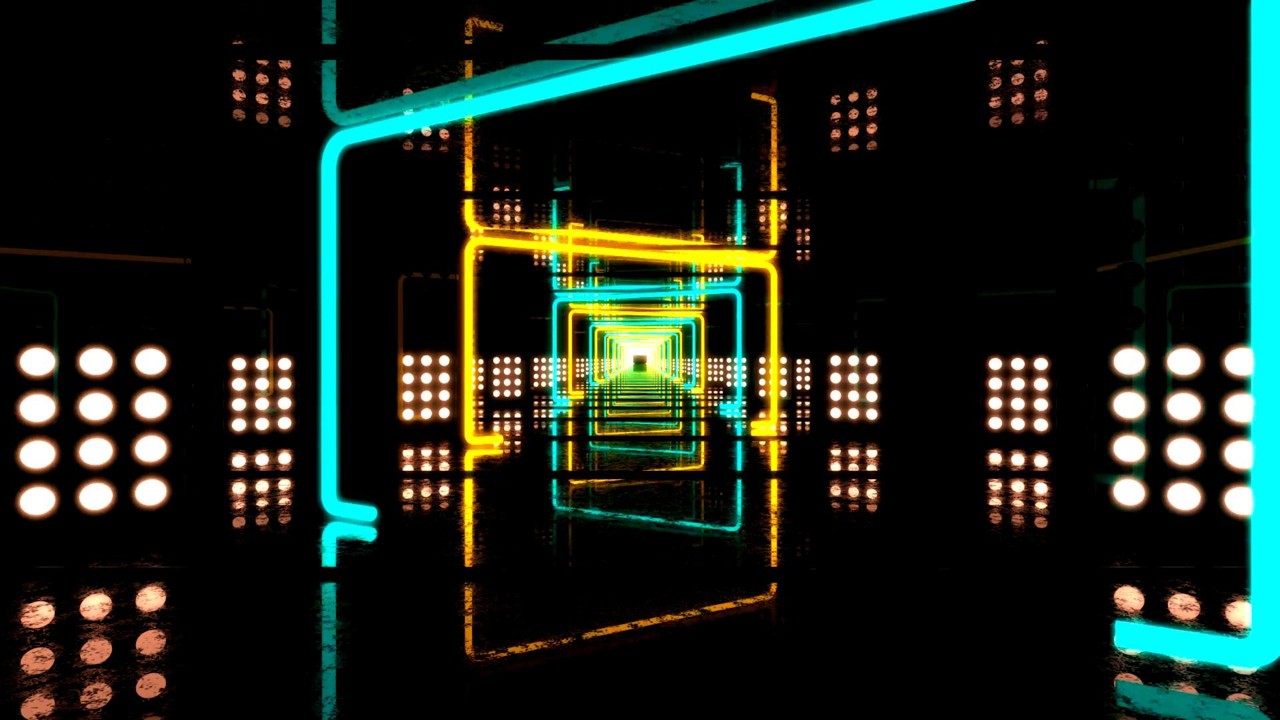 🎬 Mute Vision 4K – Futuristische Neon-Mandala in Pink & Blau (Ohne Ton)