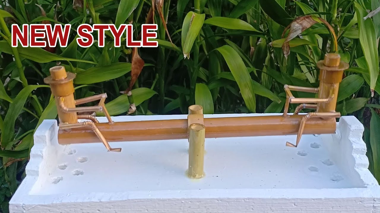 Amazing How to make very beautiful bamboo with cement waterfall fountain
