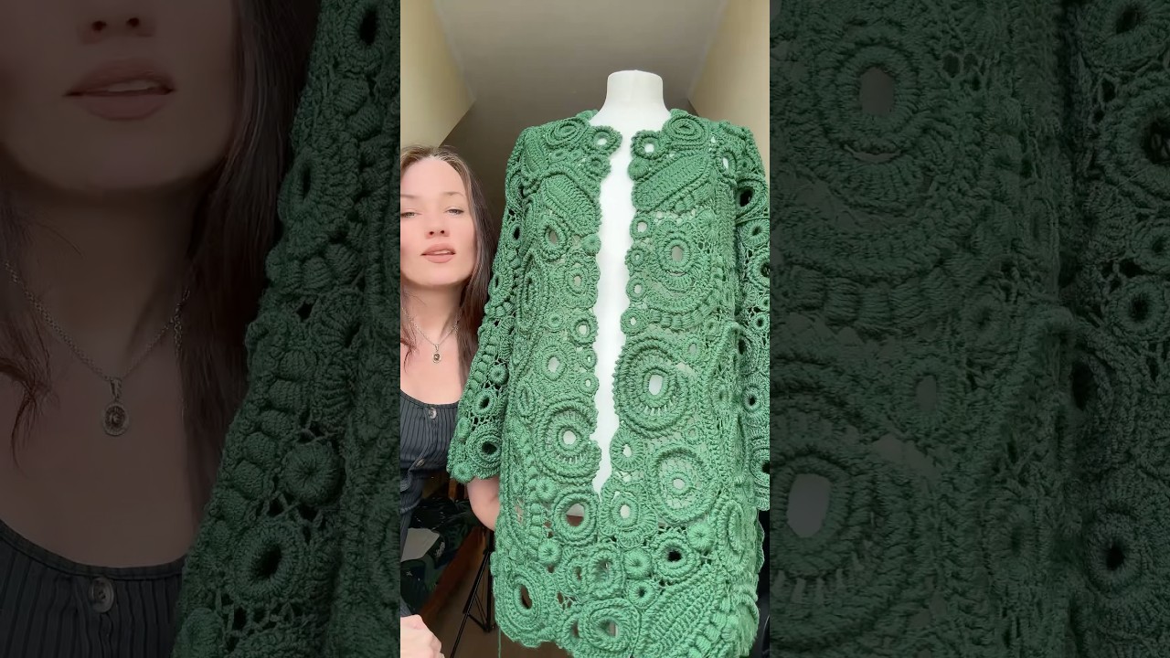 Вязаный кардиган крючком #crochet #knittig #knitting #crochetcrosai #handmade #bag #dress