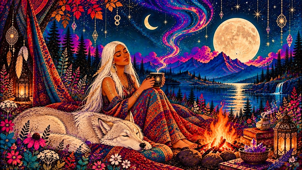 Мистическая музыка леса 🌙 Сакральный шаманский даунтемпо | Дух волка