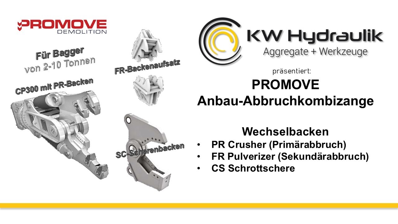 CP300 Anbau Kombi-Abbruchzange mit austauschbaren Backen für Bagger von 2 bis 10 Tonnen