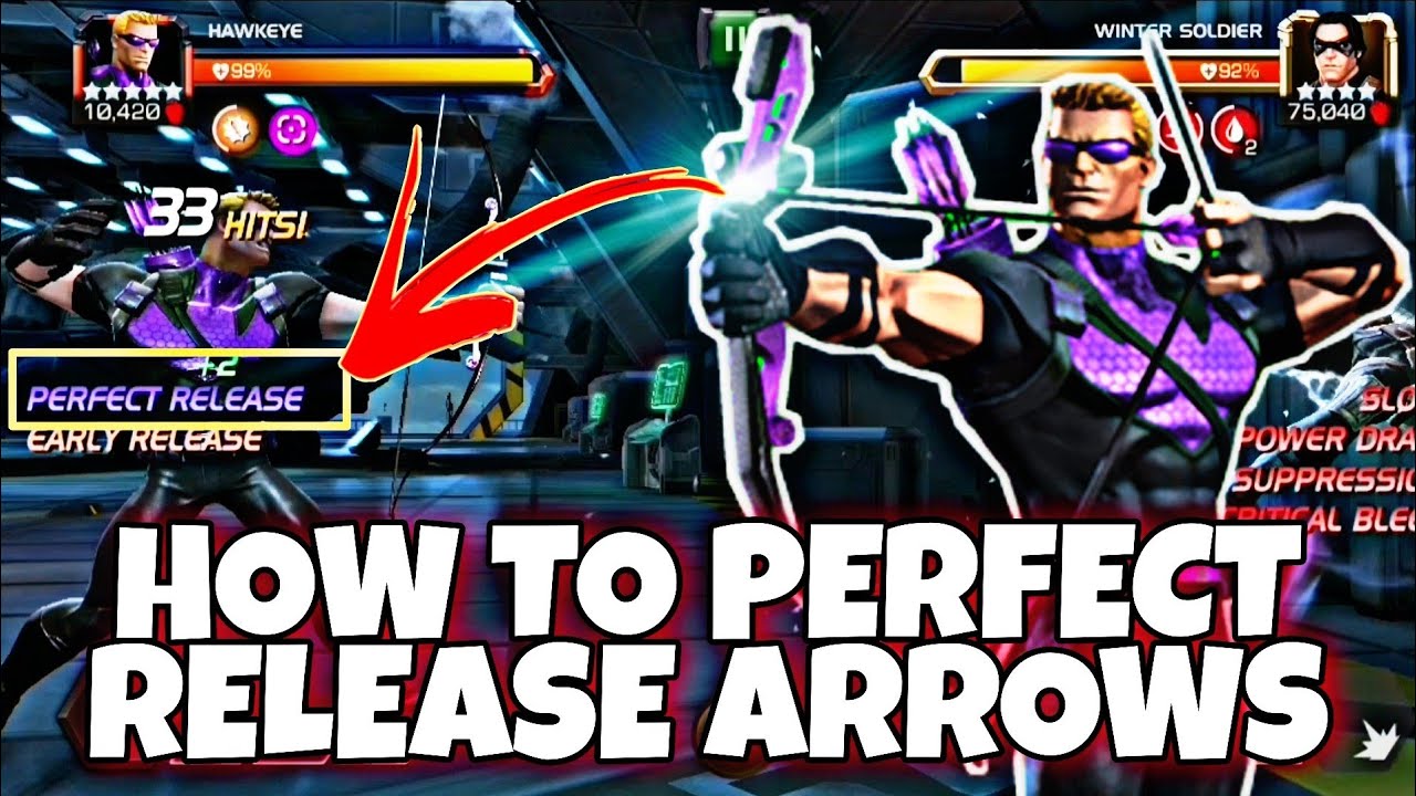 How to do Perfect Release Buffed Hawkeye arrows | Marvel Contest of Champions