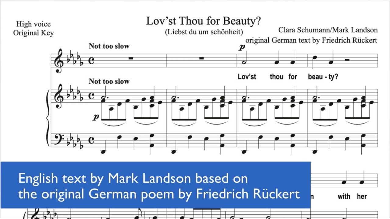 Clara Schumann “Lov’st thou for beauty?” in English (Liebst du um shönheit)