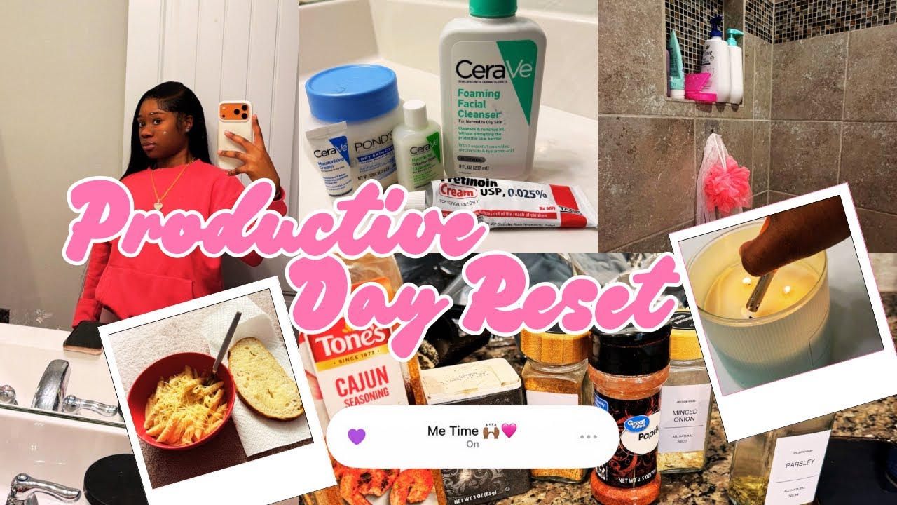 Productive day reset🎀: everything shower, skincare & chicken alfredo recipe 