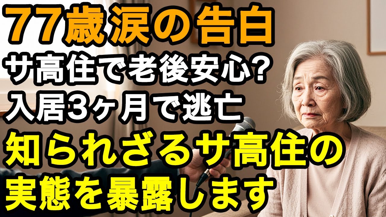 77歳女性。老後の安心を信じて入ったサービス付き高齢者向け住宅。知られざる実態に後悔。3ヶ月で退去しました...真実をお話しします。【60代以上の方へ/老後の幸せ/シニア】