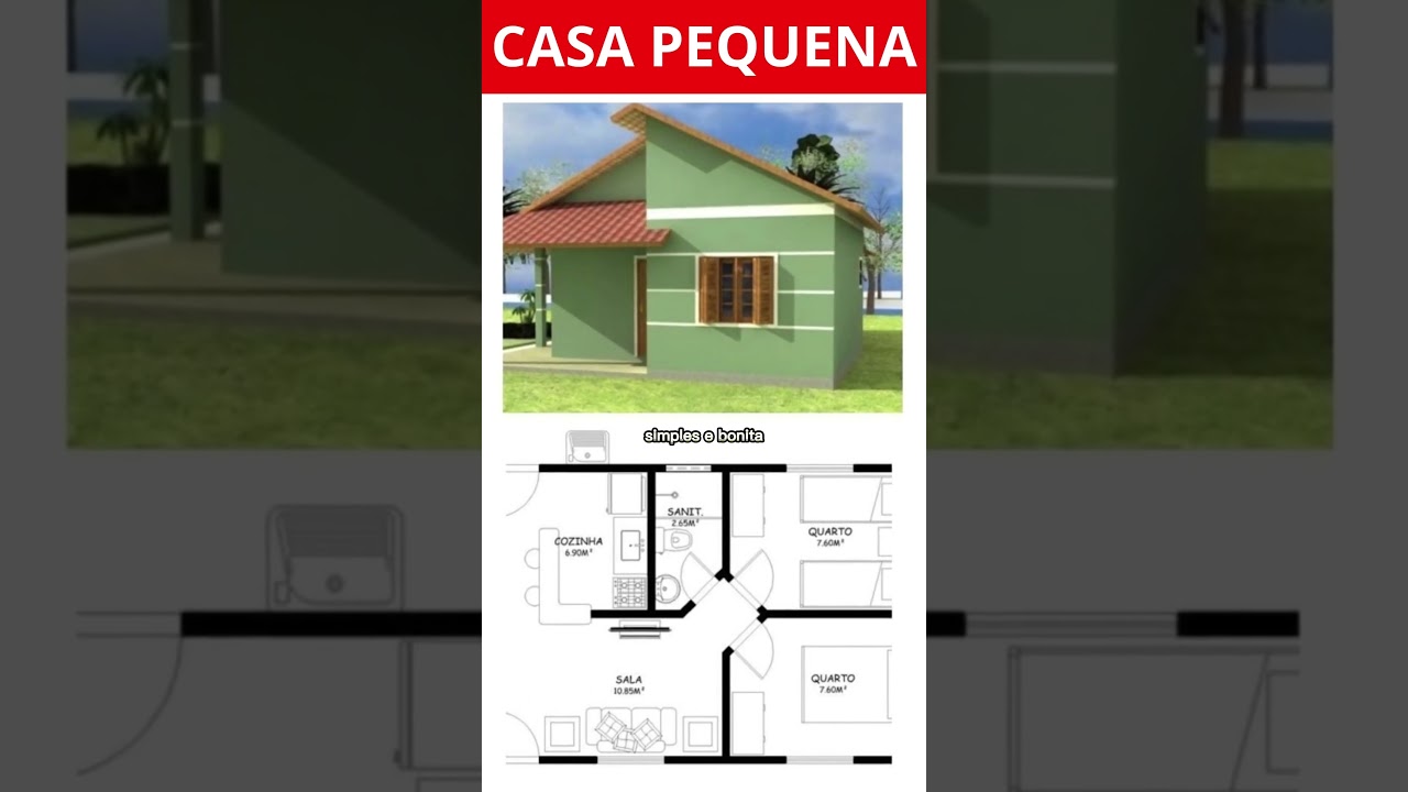 Planta de casa pequena 2023 | Arquitetura #casa #casapequena #casapeque&ntilde;a #plantadecasa #planta3d